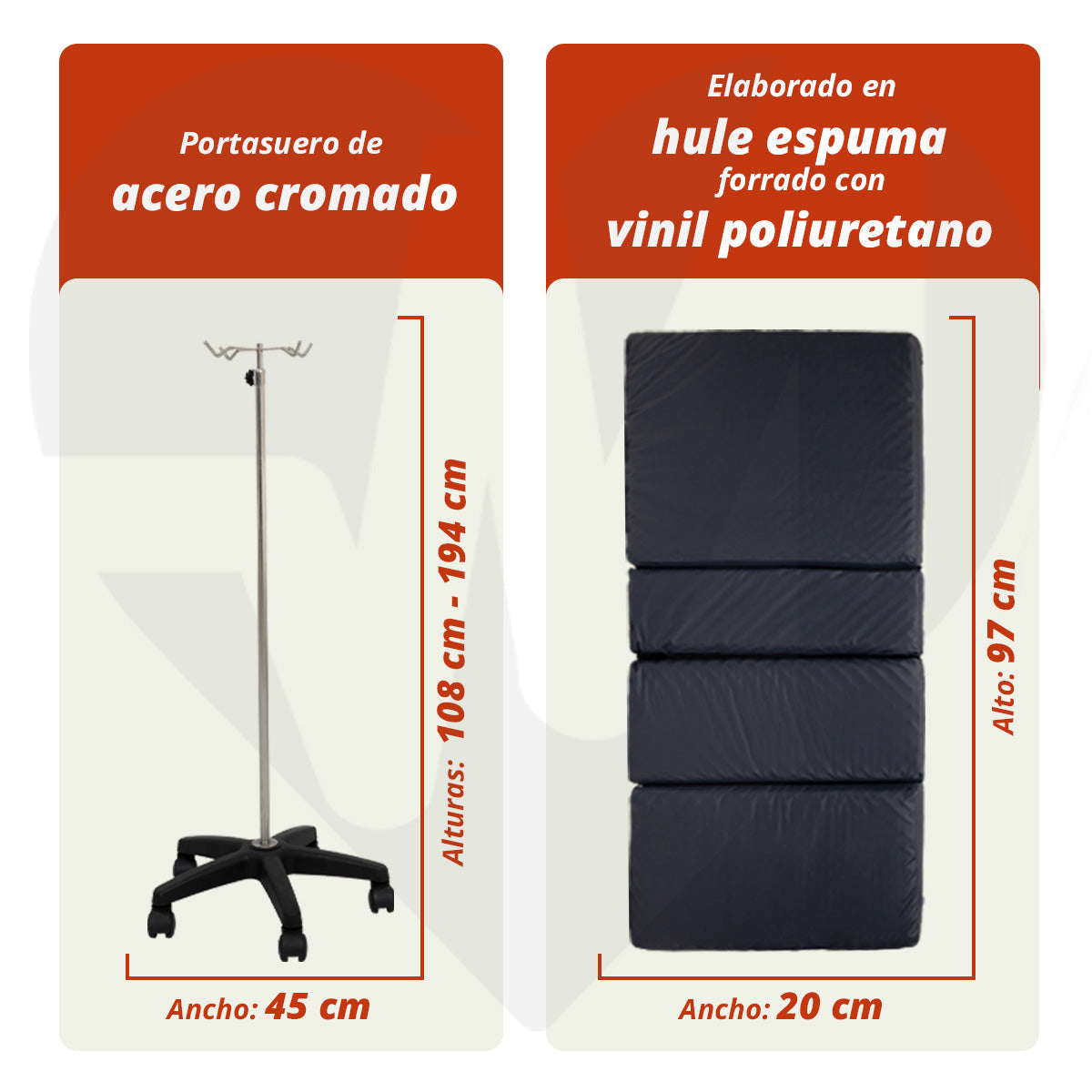Cama de Hospital Eléctrica 3 Posiciones - Incluye Colchón Seccionado y Porta Suero