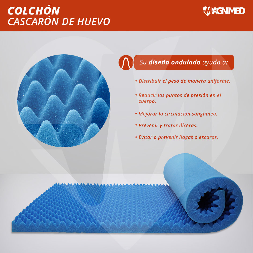 Colchón Cascarón De Huevo Anti Llagas Individual con Funda