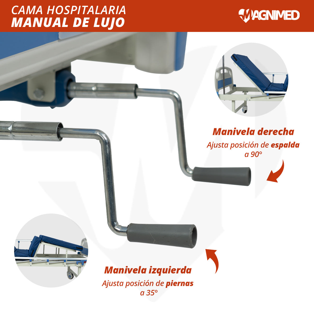 Cama Hospitalaria Manual de Lujo