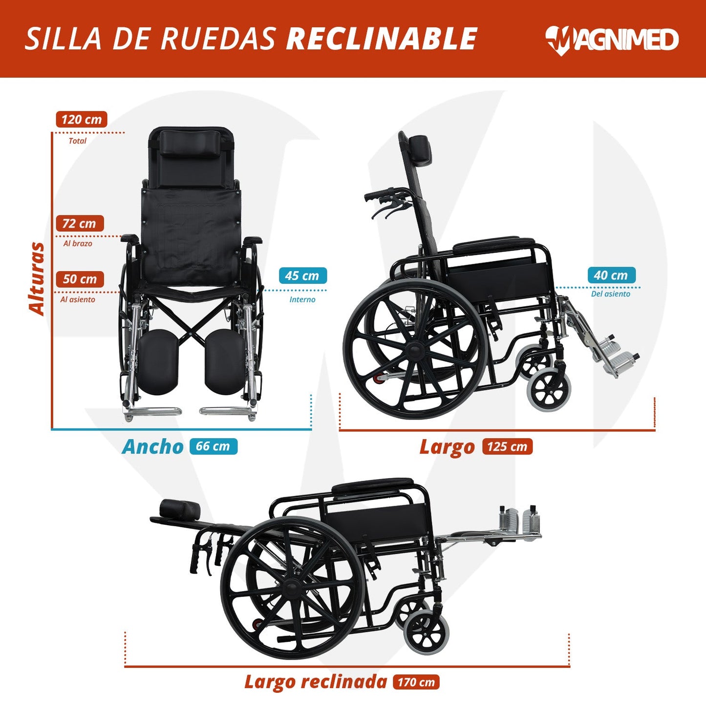 Silla de ruedas reclinable