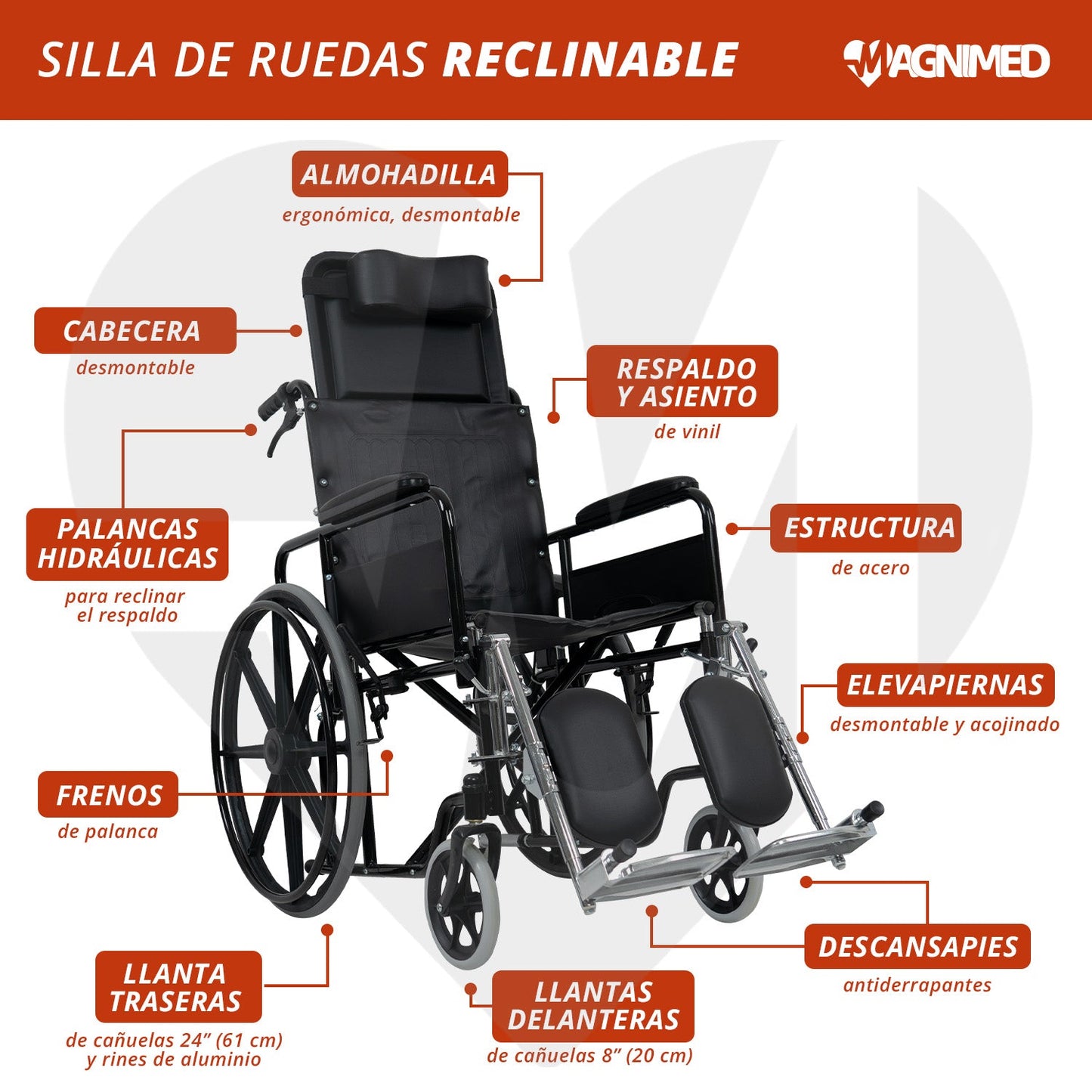Silla de ruedas reclinable