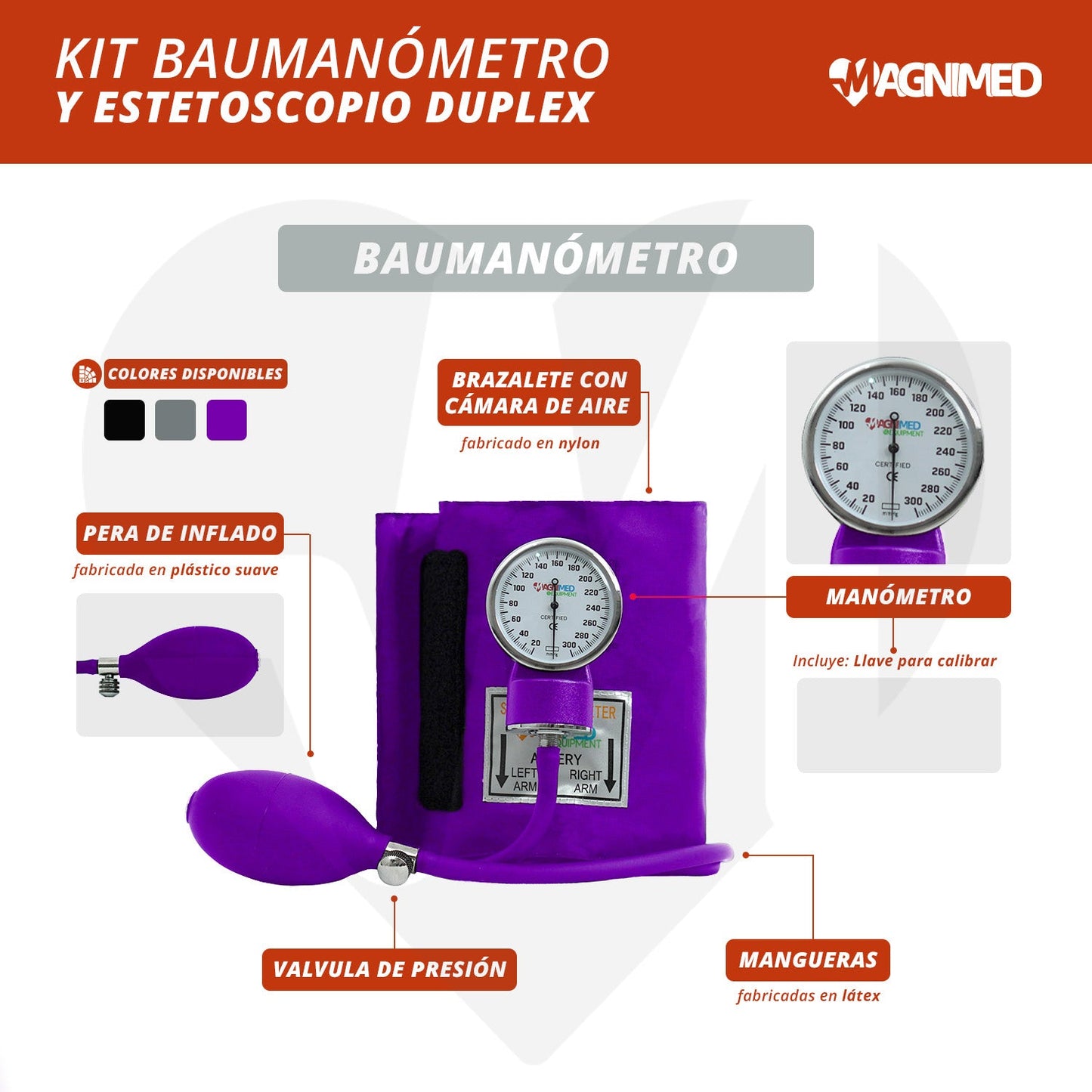 Kit de baumanómetro y estetoscopio doble campana
