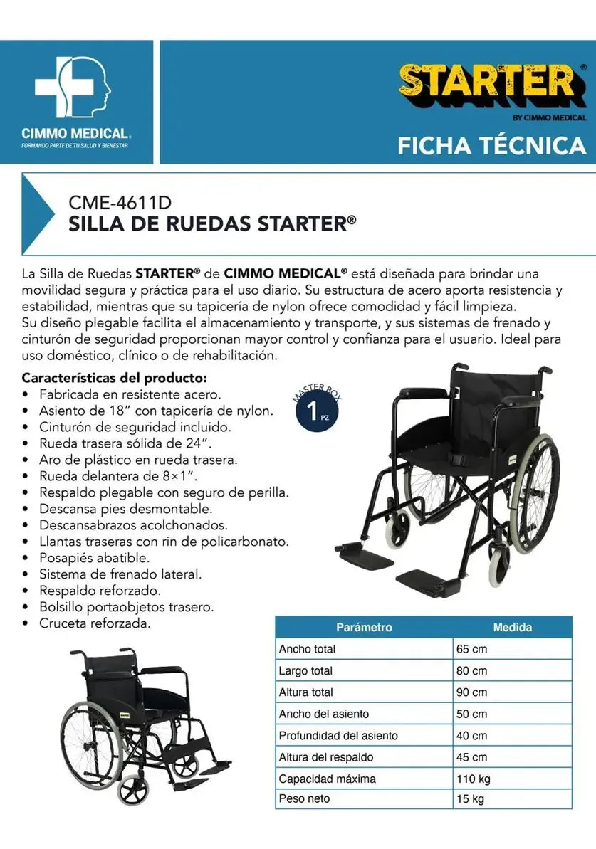 Silla De Ruedas Economica De Lujo Plegable Color Negro