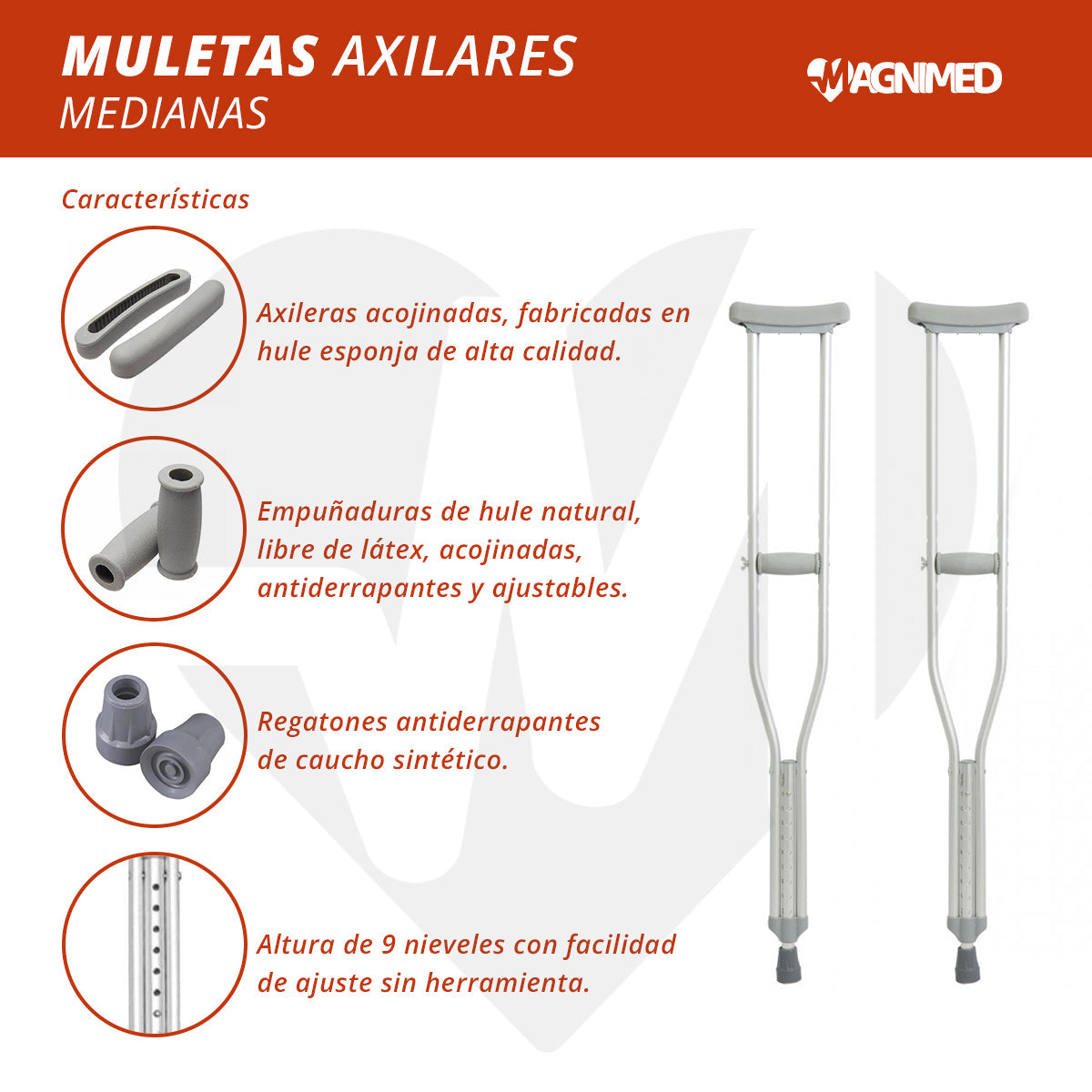 Par de muletas axilares