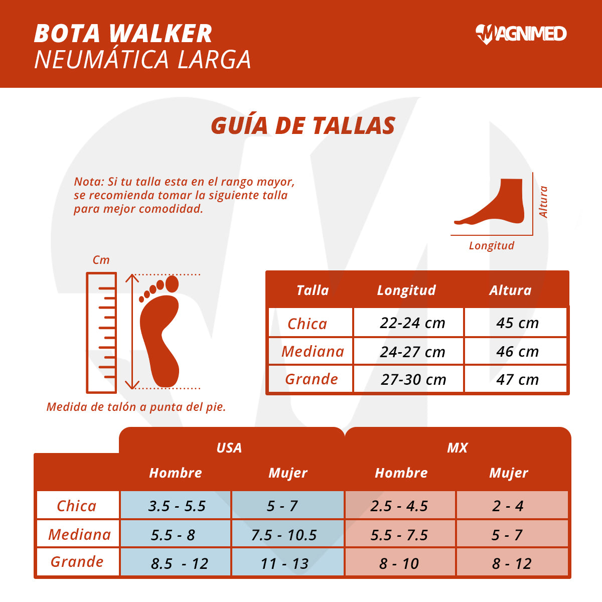 Bota walker neumática alta