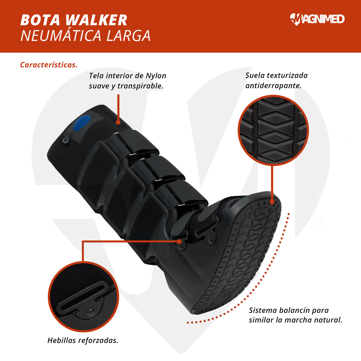 Bota walker neumática alta