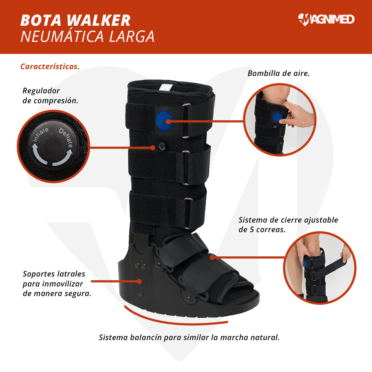 Bota walker neumática alta