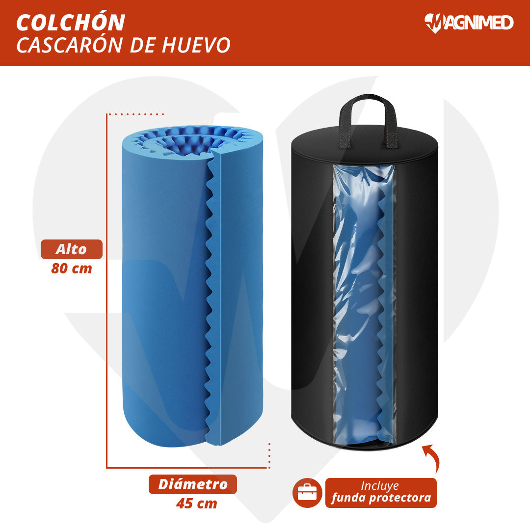 Colchón Cascarón De Huevo Anti Llagas Individual con Funda