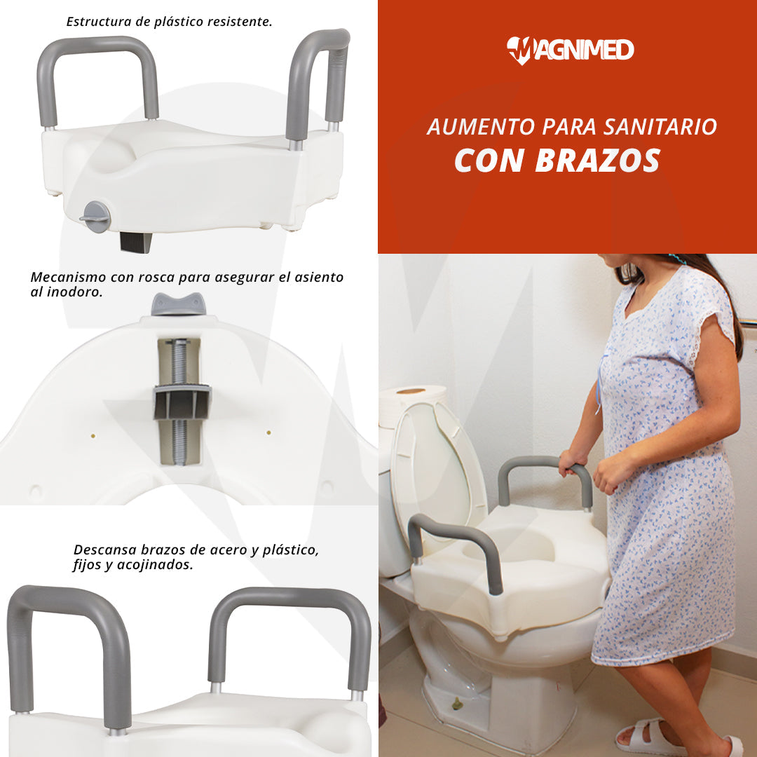 Aumento para sanitario con brazos
