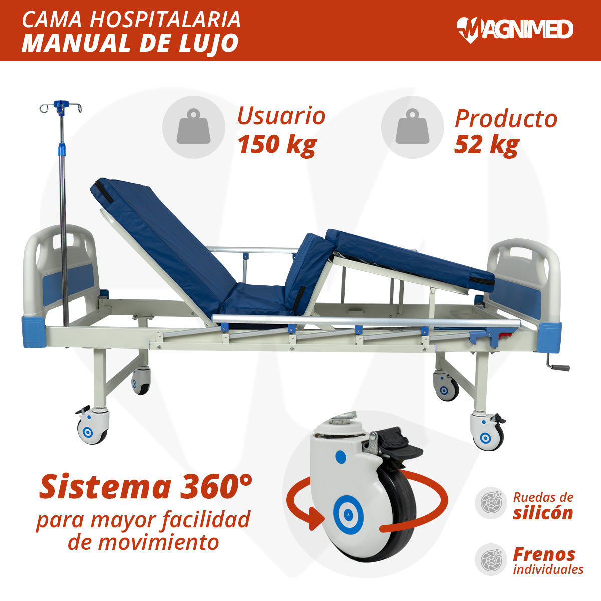 Cama Hospitalaria Manual de Lujo