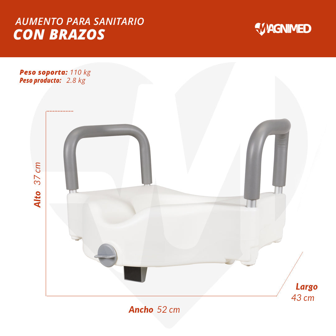 Aumento para sanitario con brazos