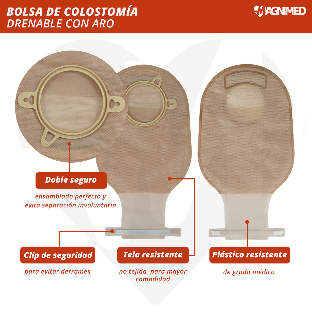 Bolsa De Colostomía Drenable Con Aro 10 Pzas 60 Mm