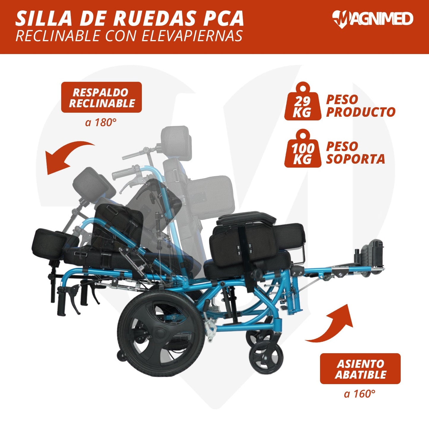Silla P. C. A. con elevapiernas 19plg