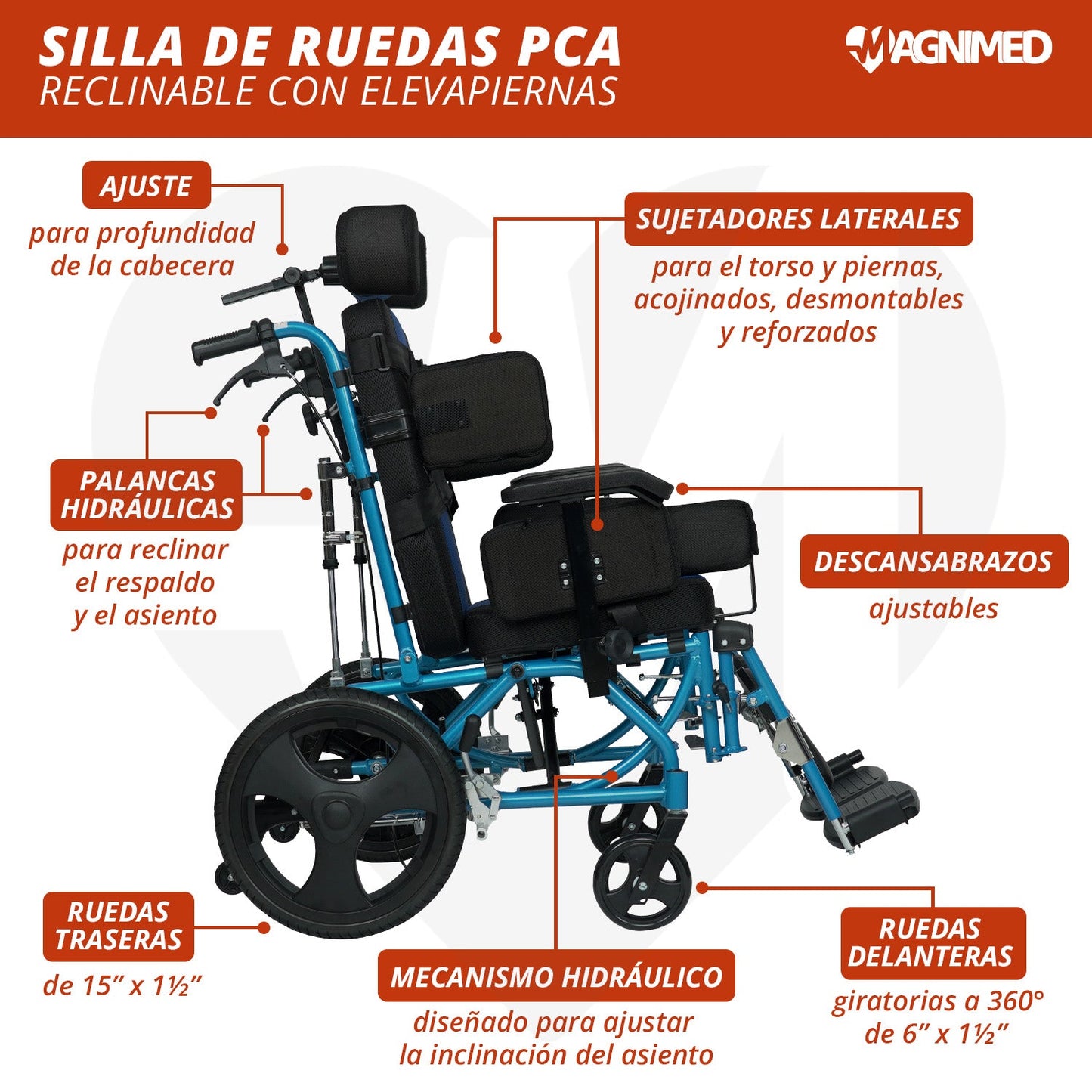 Silla P. C. A. con elevapiernas 19plg