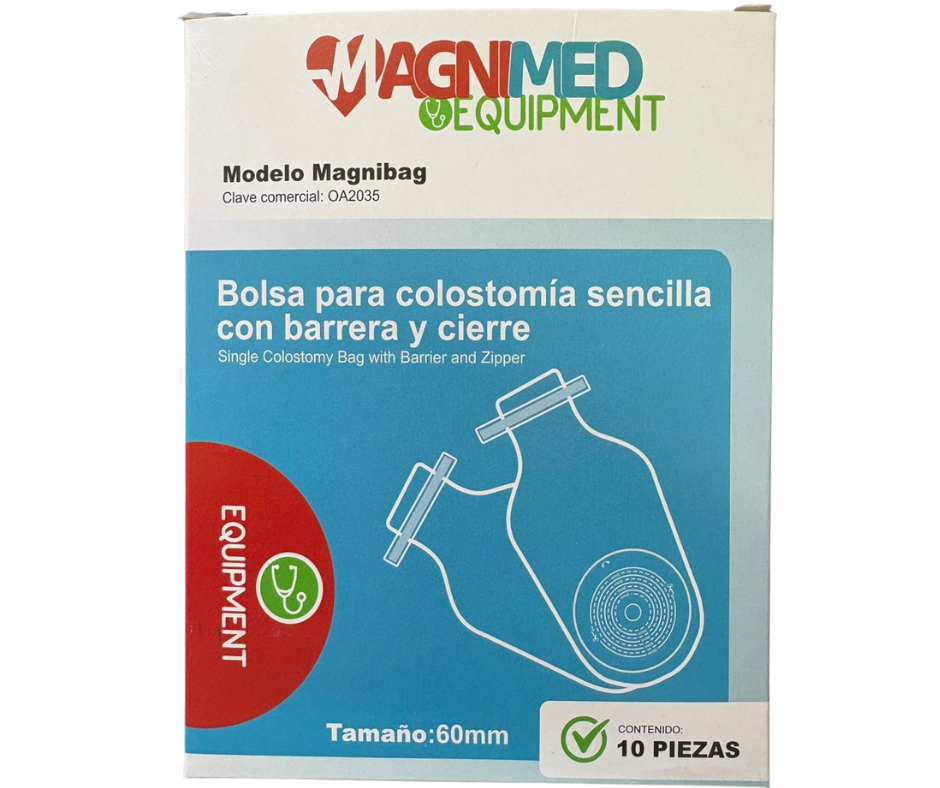 Bolsas para colostomía sencilla con barrera y cierre 10 pzs.