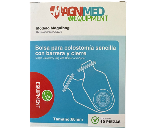 Bolsas para colostomía sencilla con barrera y cierre 10 pzs.